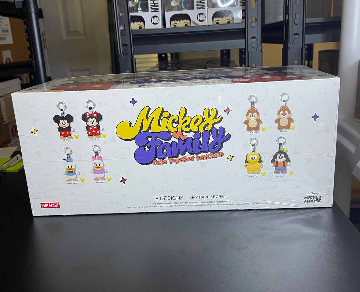 POP MART Mickey Family Cute Together Keychain Series – SEALED Case (8 Pieces)