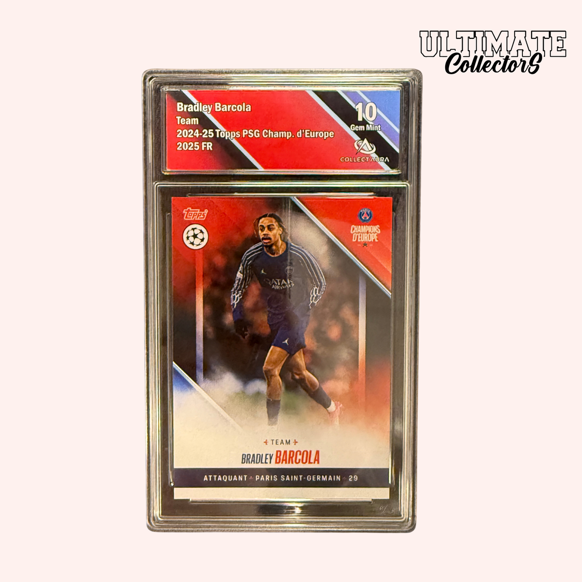 Carte Gradée Topps - PSG Champions d'Europe 2025 - Bradley Barcola