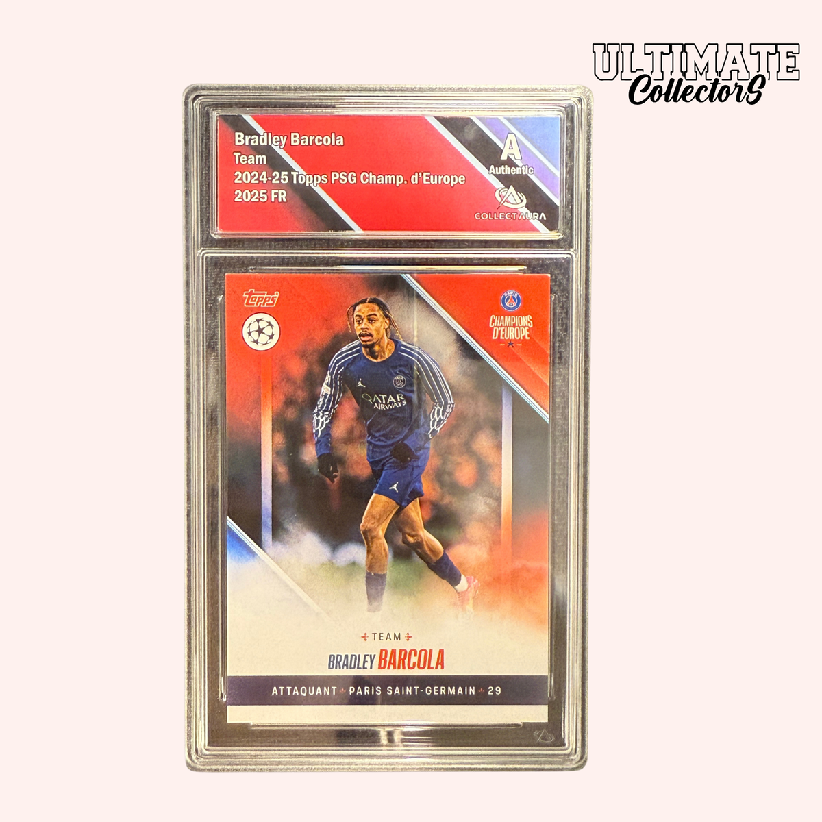 Carte Gradée Topps - PSG Champions d'Europe 2025 - Bradley Barcola