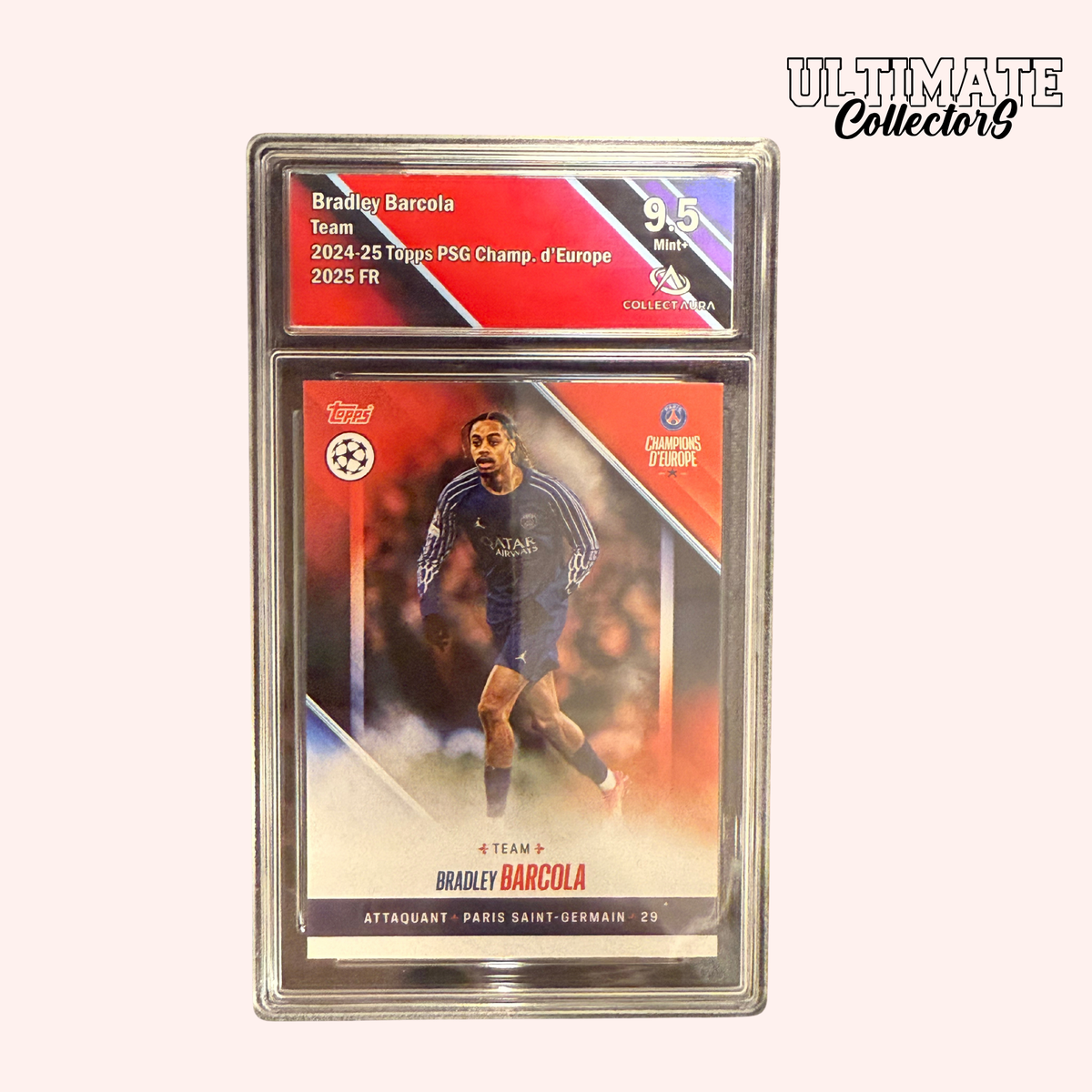 Carte Gradée Topps - PSG Champions d'Europe 2025 - Bradley Barcola