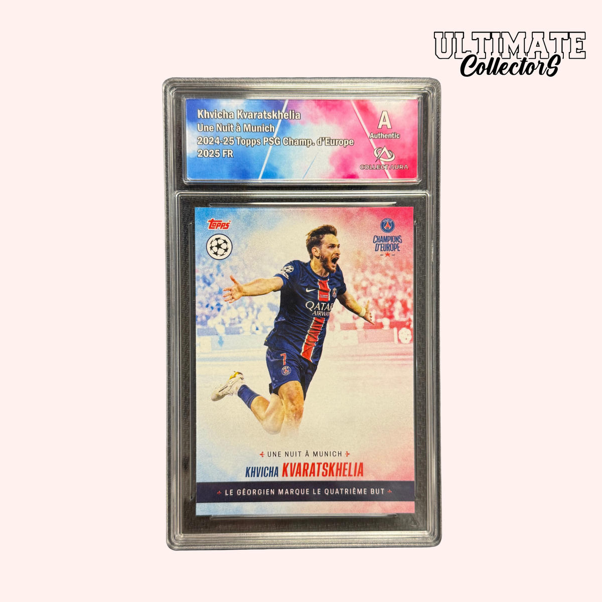 Carte Gradée Topps - PSG Champions d'Europe 2025 - Kvaratskhelia