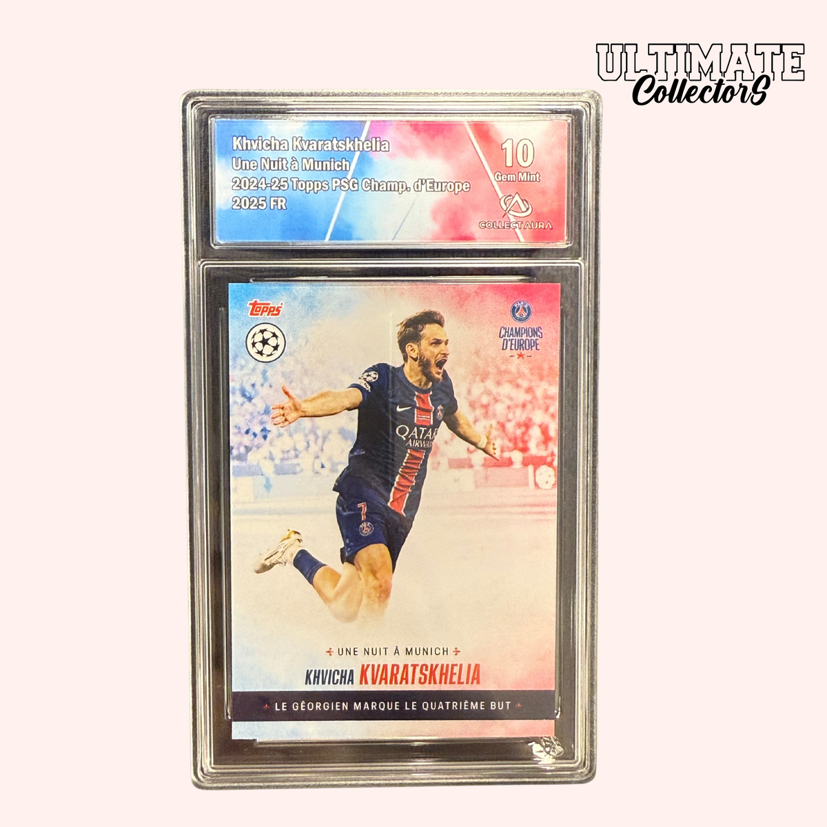 Carte Gradée Topps - PSG Champions d'Europe 2025 - Kvaratskhelia