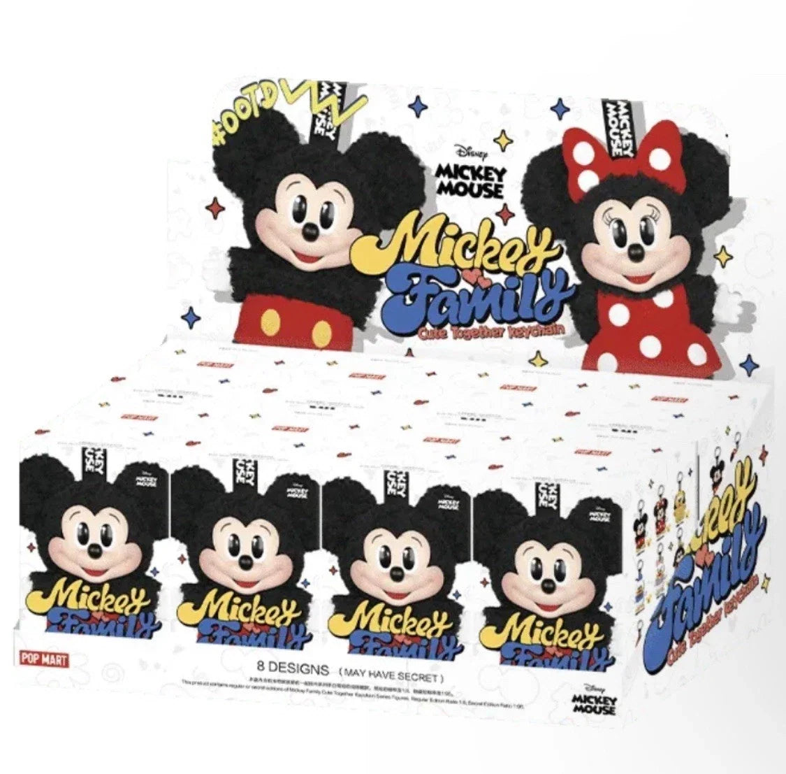 POP MART Mickey Family Cute Together Keychain Series – SEALED Case (8 Pieces)