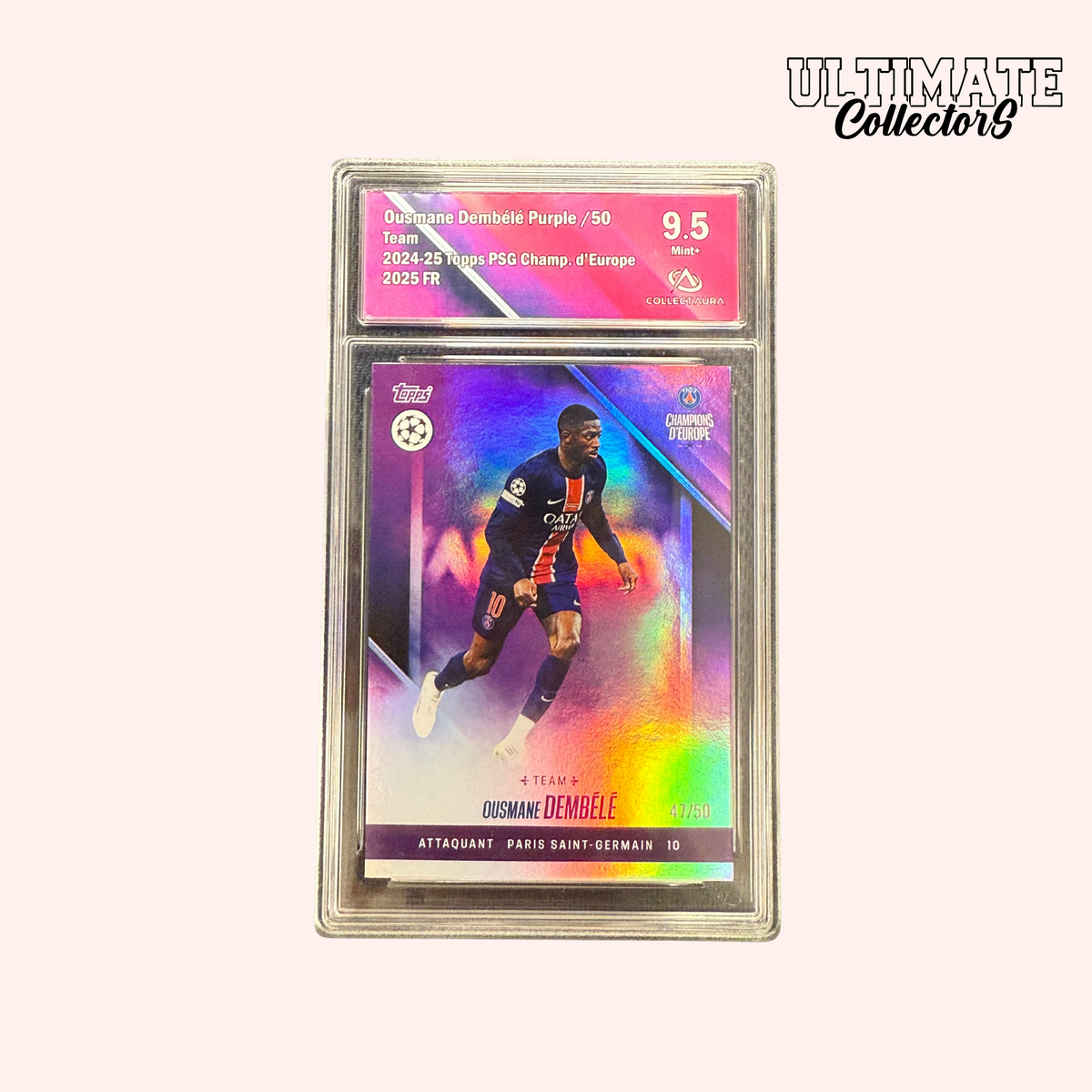 Carte Gradée Topps - PSG Champions d'Europe 2025 - Ousmane Dembélé - /50