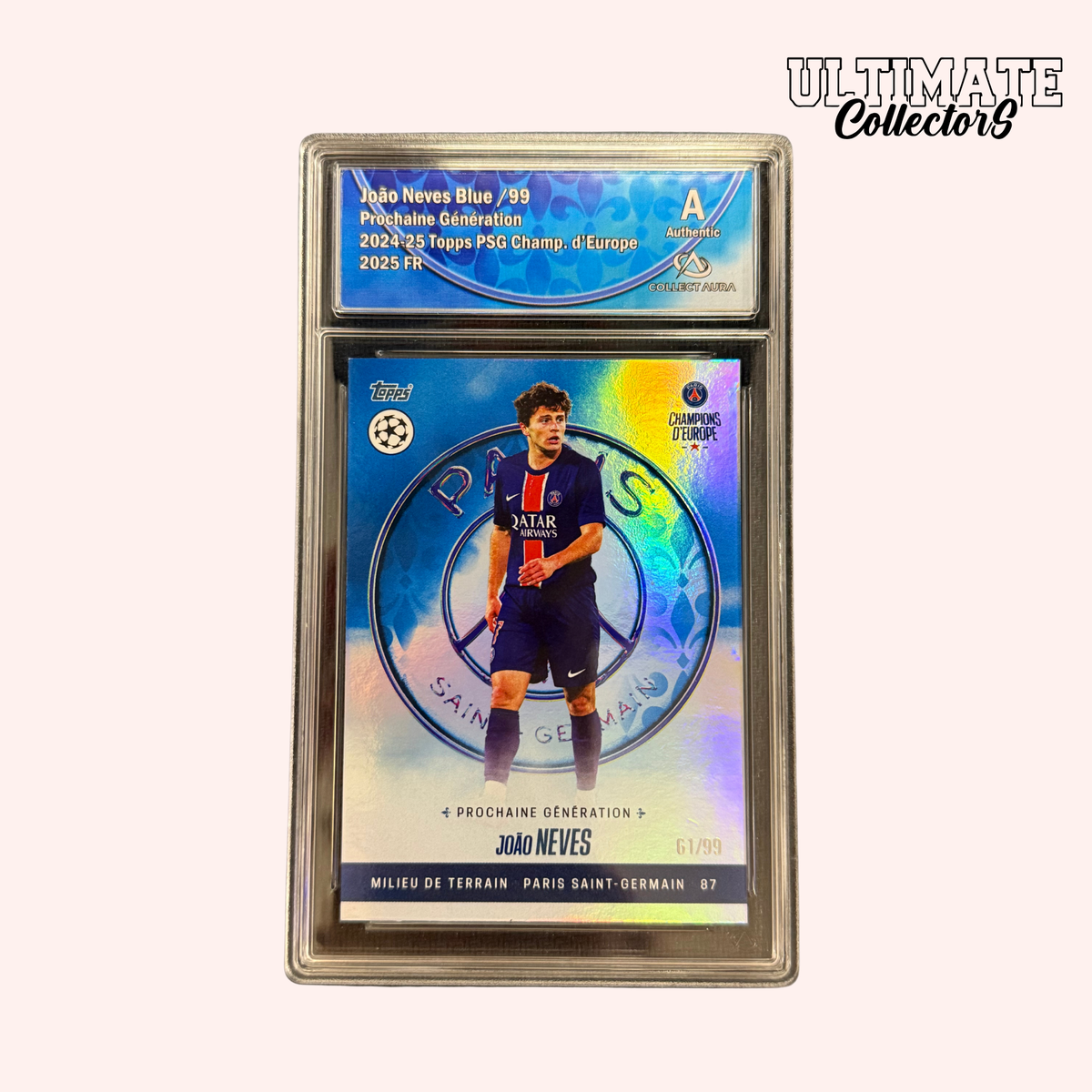 Carte Gradée Topps - PSG Champions d'Europe 2025 - João Neves - /99