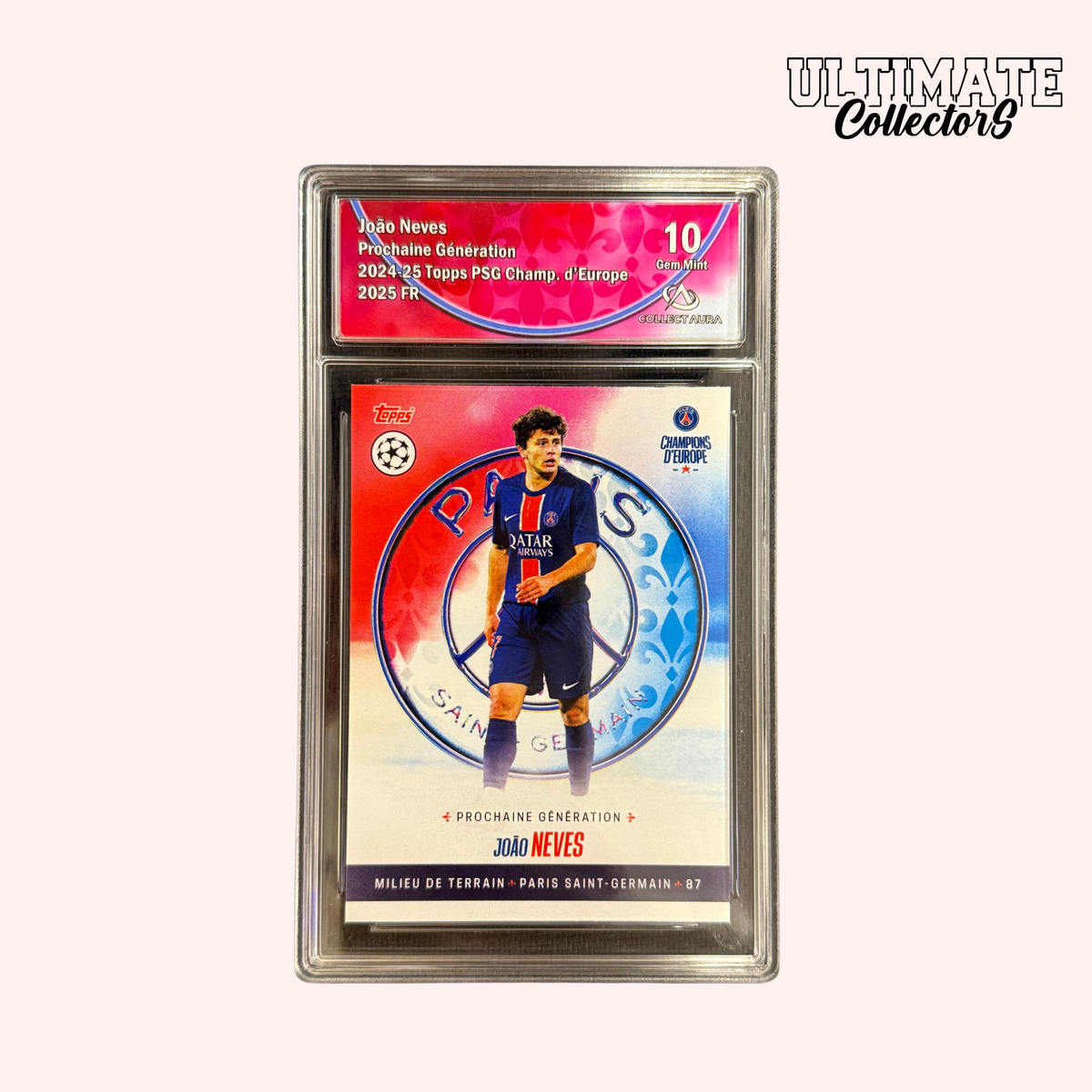 Carte Gradée Topps - PSG Champions d'Europe 2025 - João Neves