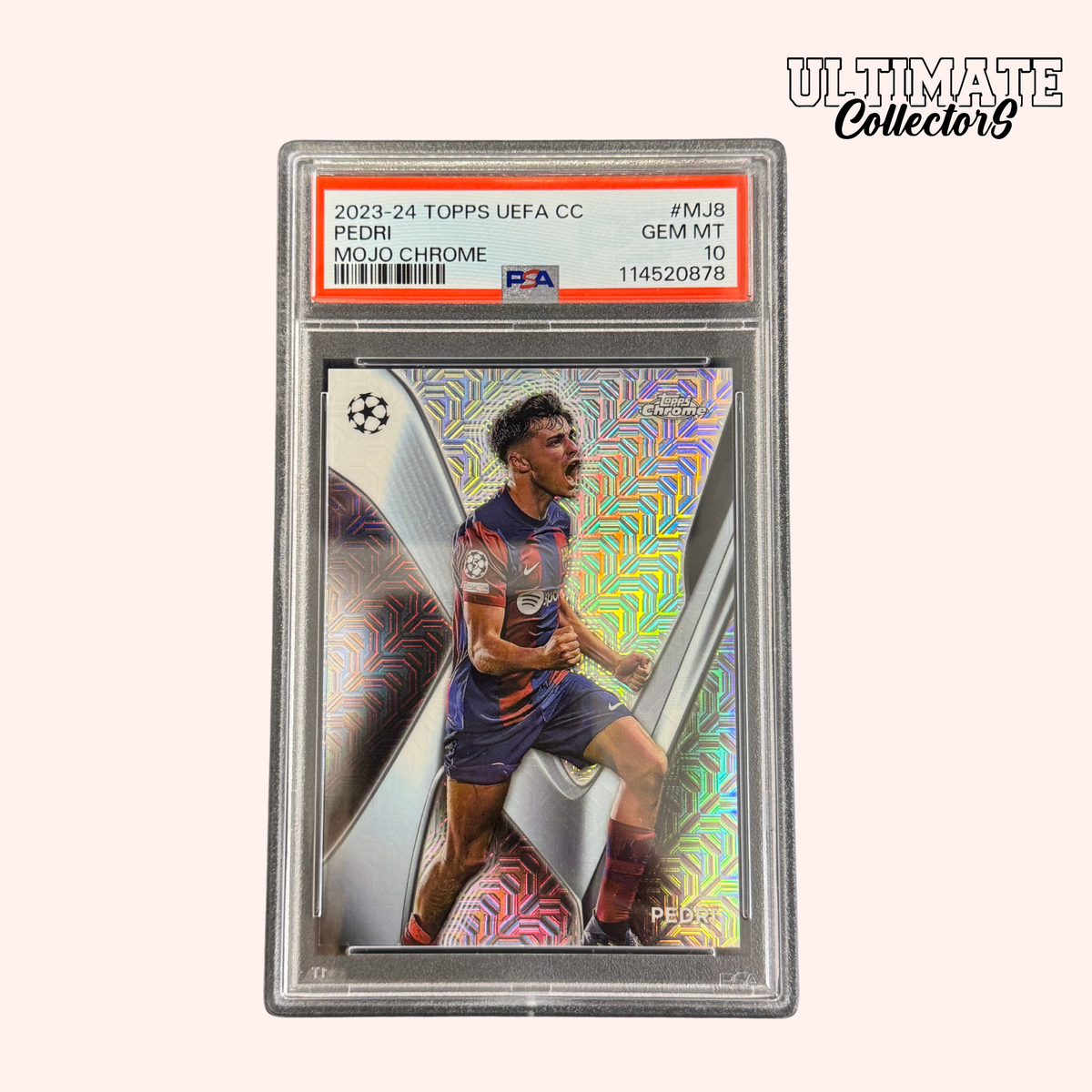 Carte Gradée Topps Chrome UCC – Pedri Mojo Case Hit 23/24 – PSA 10
