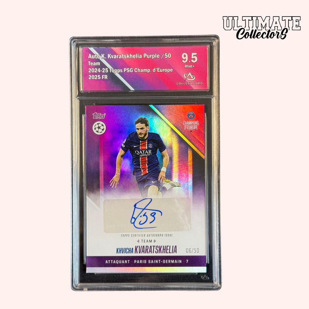 Carte Gradée Topps - PSG Champions d'Europe 2025 - Kvaratskhelia - Auto - /50
