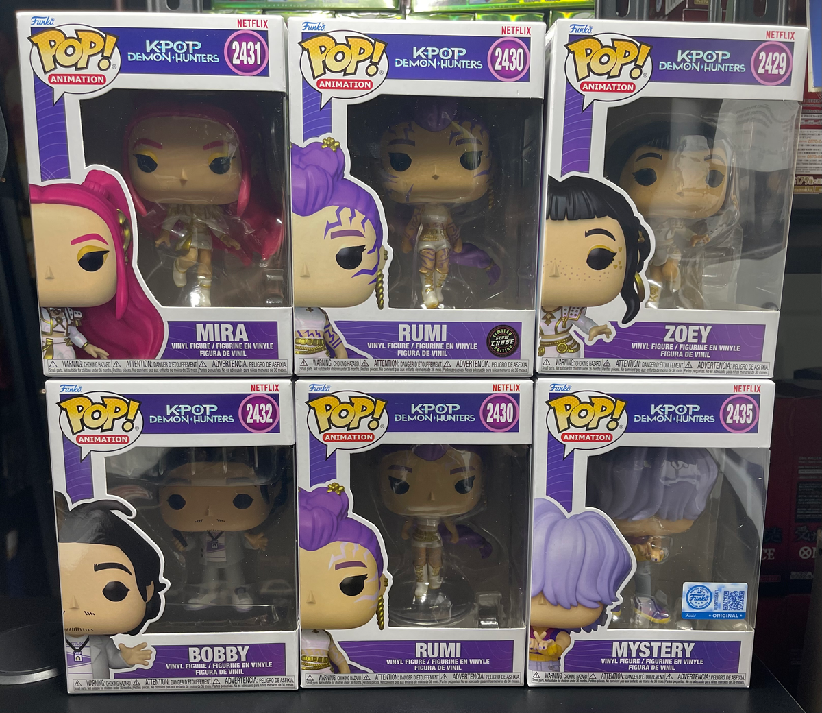 Kpop Demon Hunter Rumi, Rumi CHASE, Mira, Zoey Bobby, Mystery Funko 6pc Bundle
